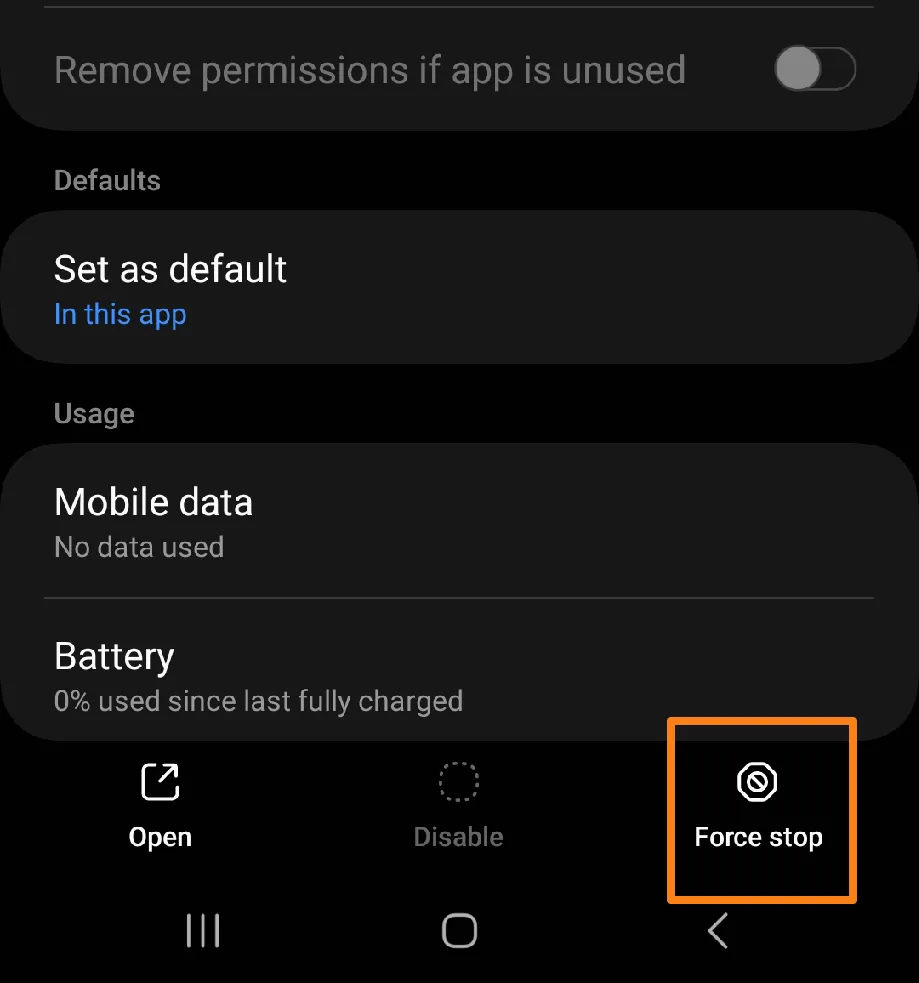 Click Force Stop How To Fix Android Camera Not Working