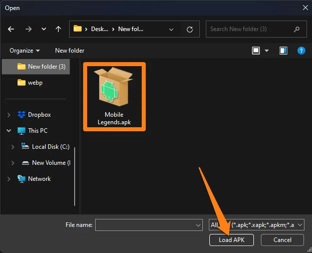 How to Play Android Games on Windows 11 Click Load APK How to Play Android Games on Windows 11