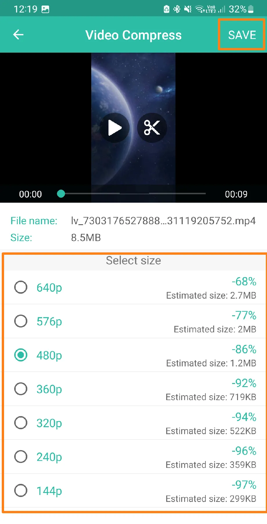 Click Save How to Compress Videos on Android