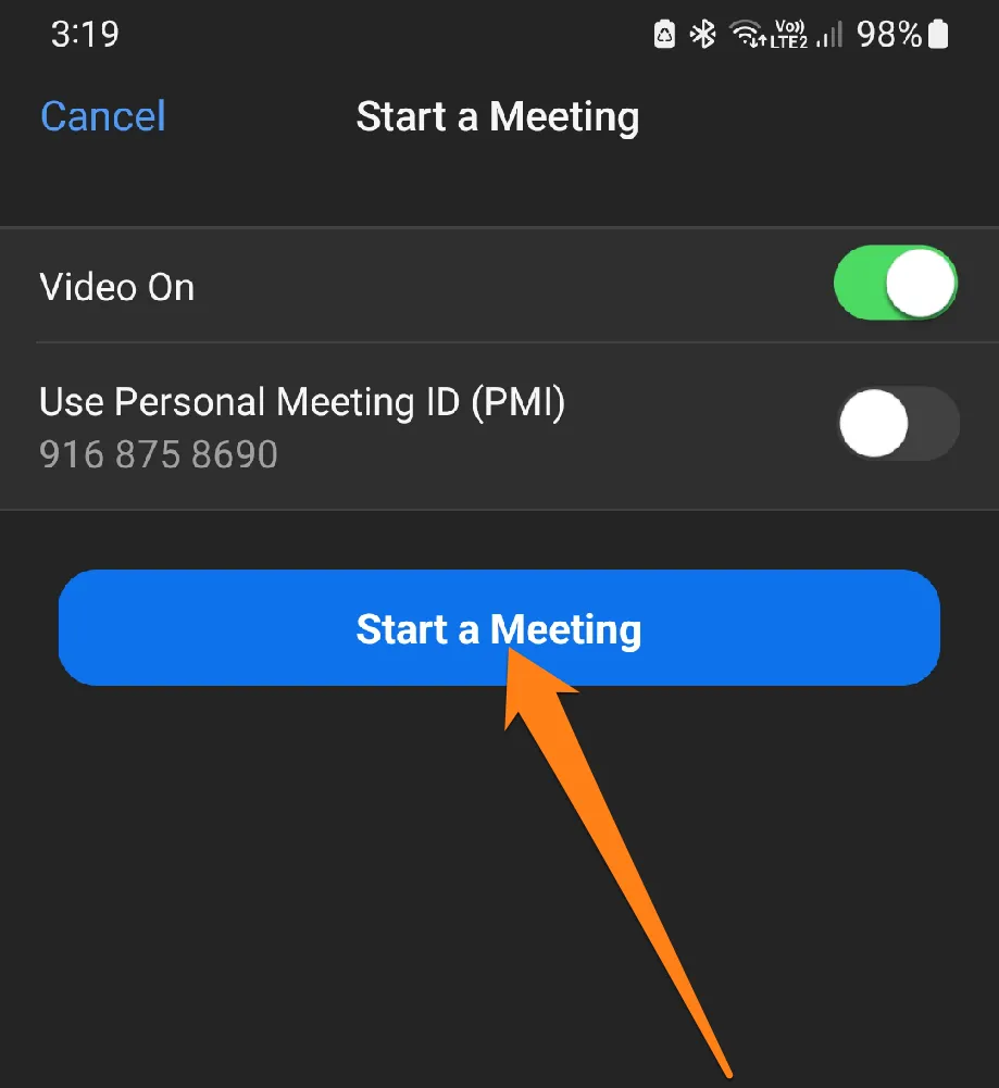 Click Start a Meeting