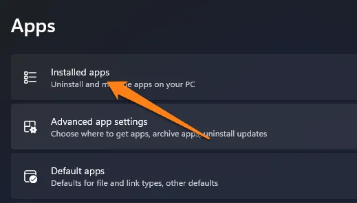 Click installed apps How to Clear Cache on Windows 11