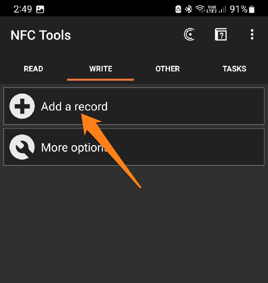 How to Use NFC on Android Click on Add Record How to Use NFC on Android
