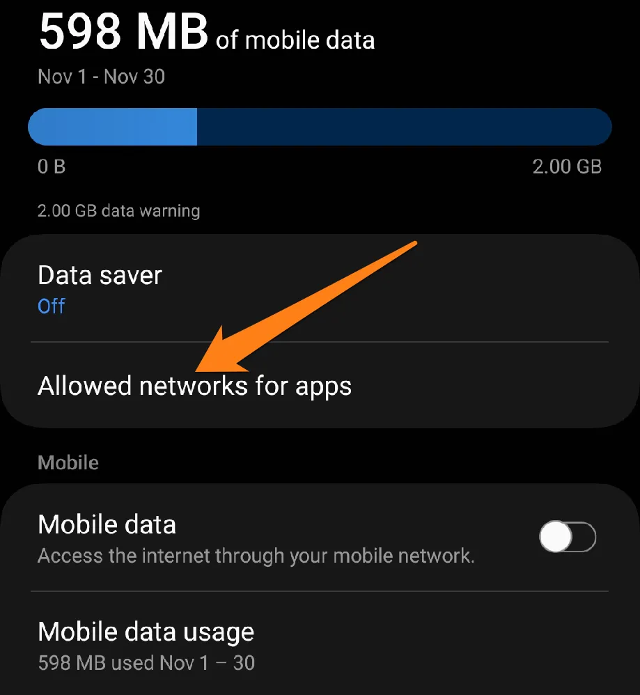 Click on Allowed Networks for Apps How to Block Internet For Apps on Android