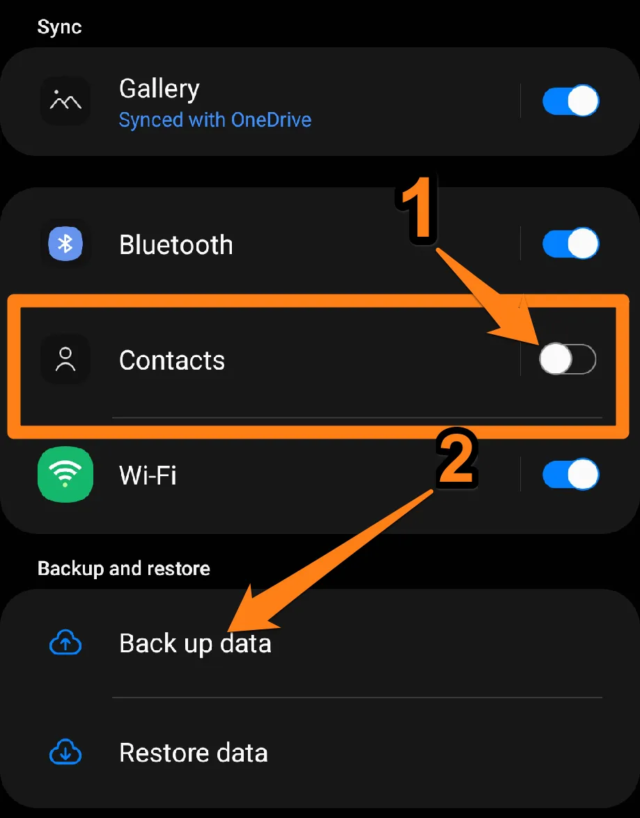 Click on Backup Data How to Transfer Contacts to New Phone
