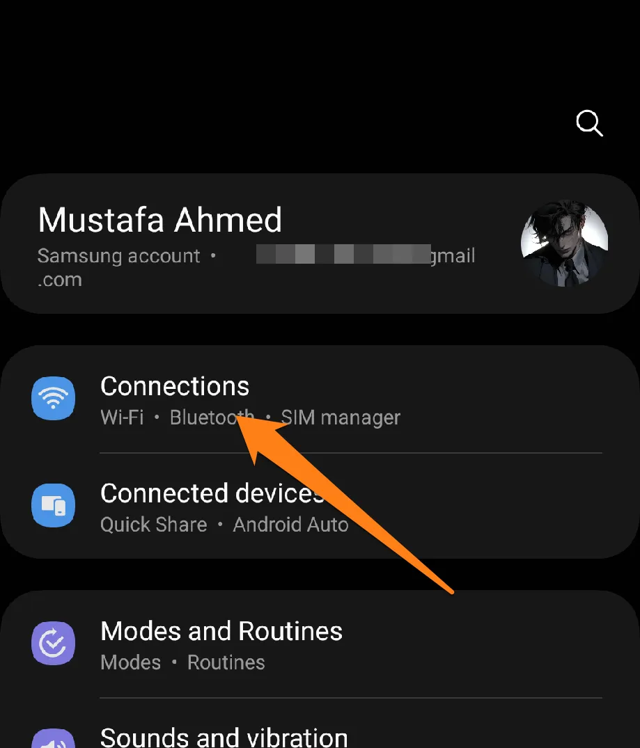 Click on Connections How to Use NFC on Android