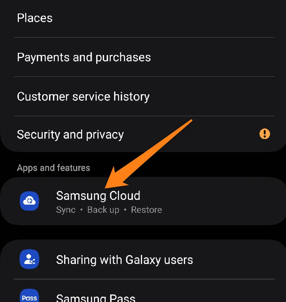Click on Samsung Cloud How to Transfer Contacts to New Phone