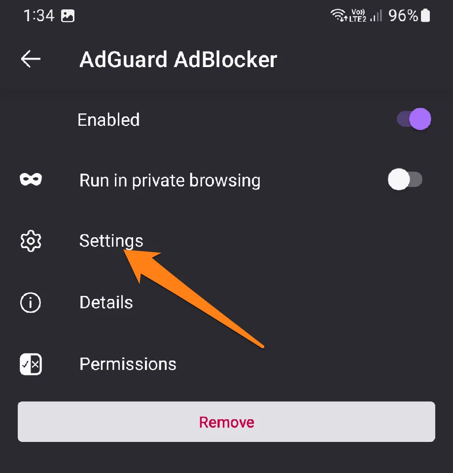Click on Settings