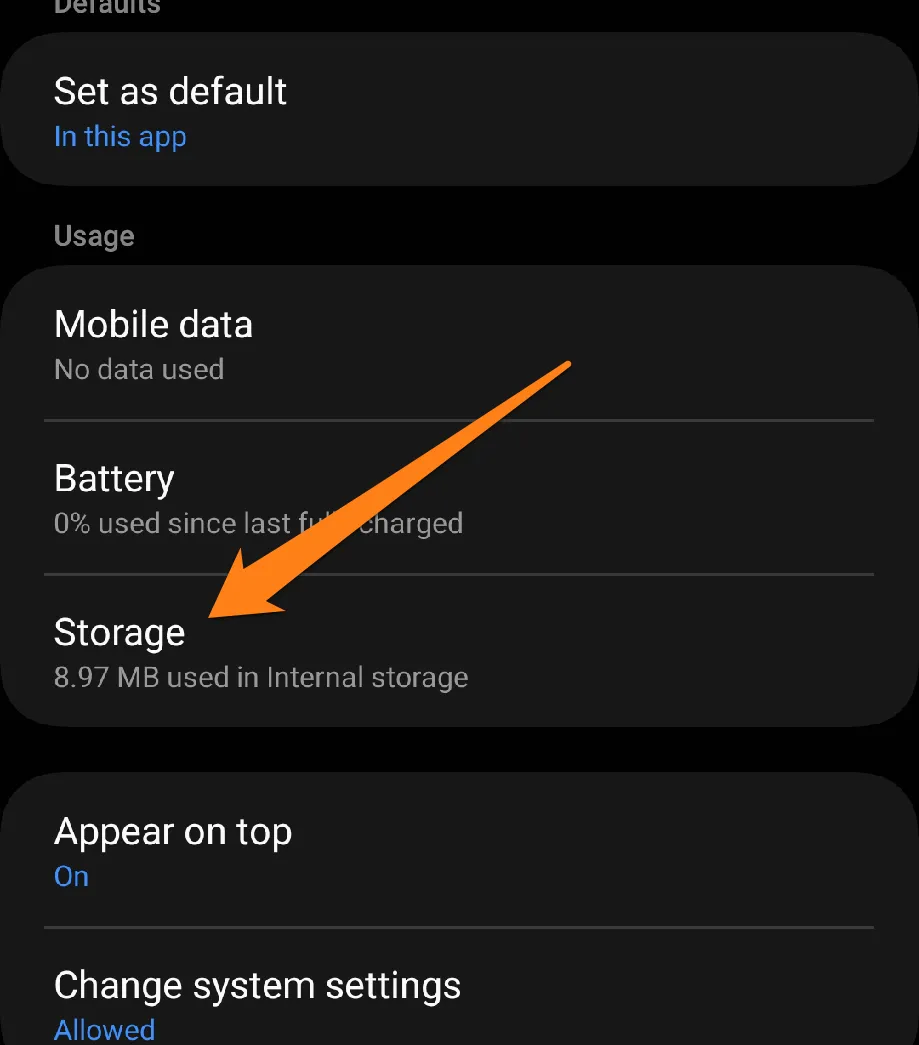 Click on Storage
