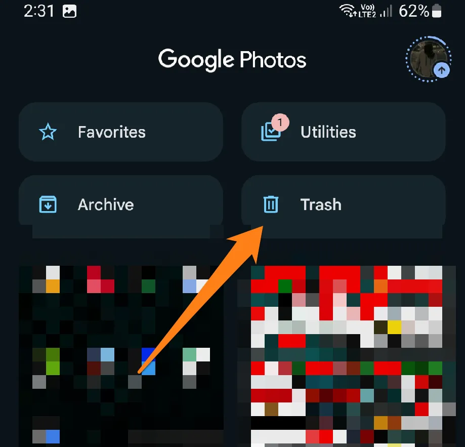 Click on Trash