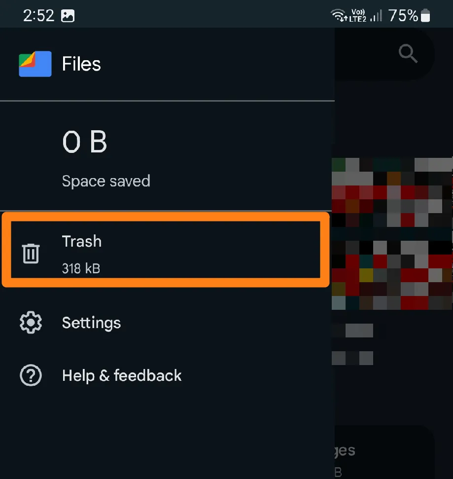 Click on Trash