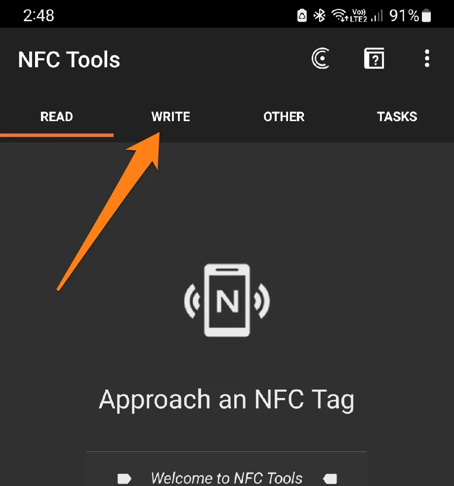 Click on Write How to Use NFC on Android