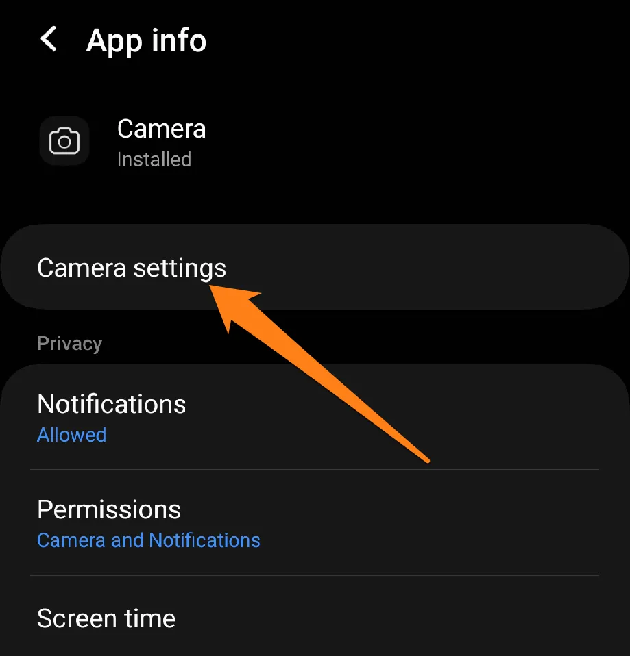 Click camera settings.