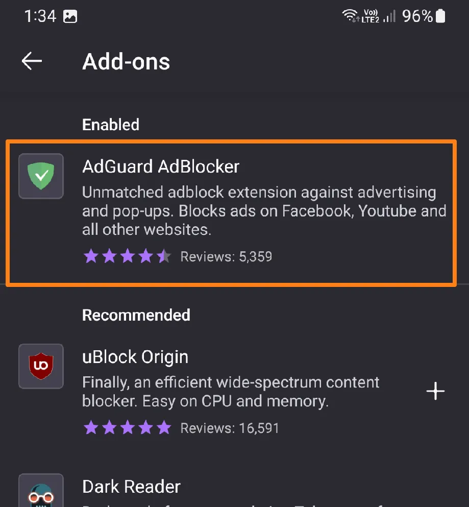 Click on the add-on