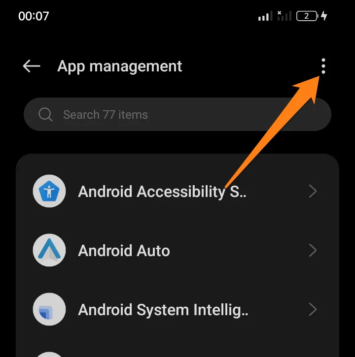 Click on the three dots How to Find Hidden Apps on Android