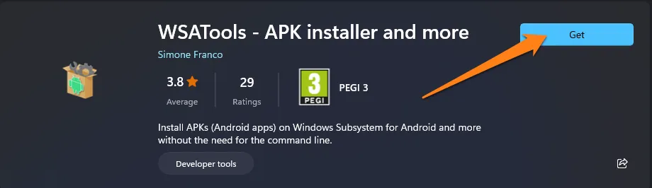 Clicking Get How to Play Android Games on Windows 11
