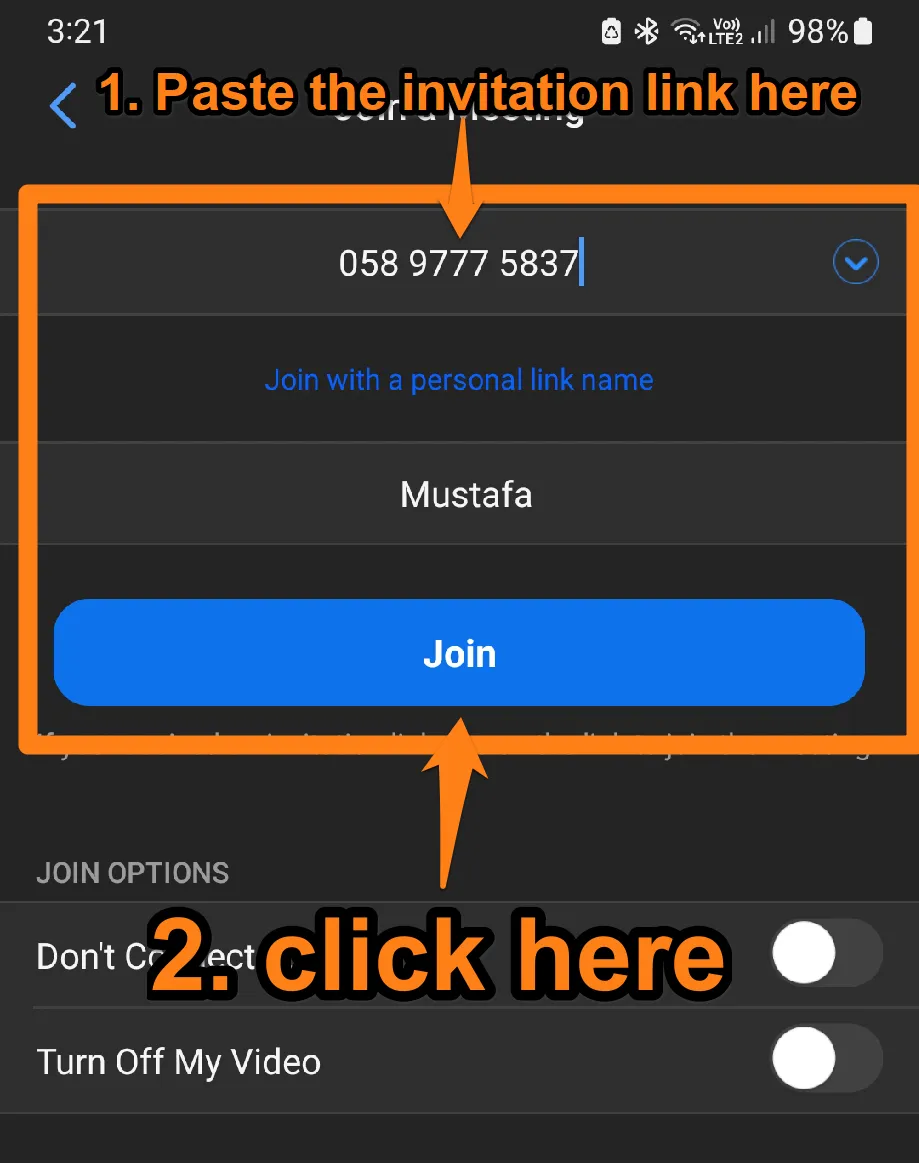 Enter the invitation link