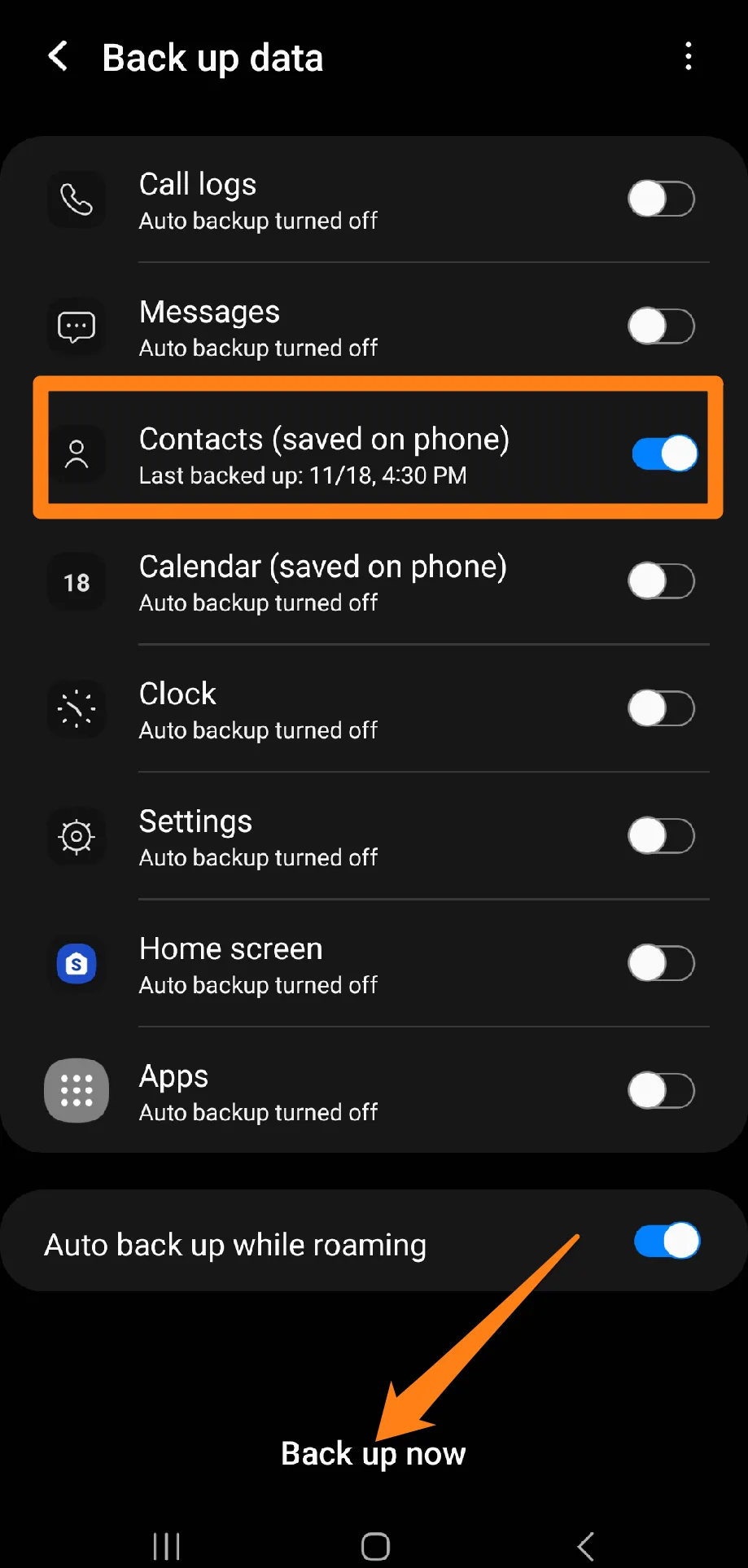 Make a backup of the contacts How to Transfer Contacts to New Phone