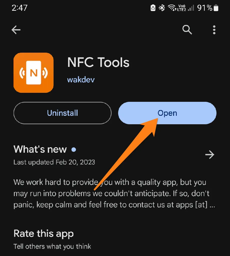 Open the app How to Use NFC on Android