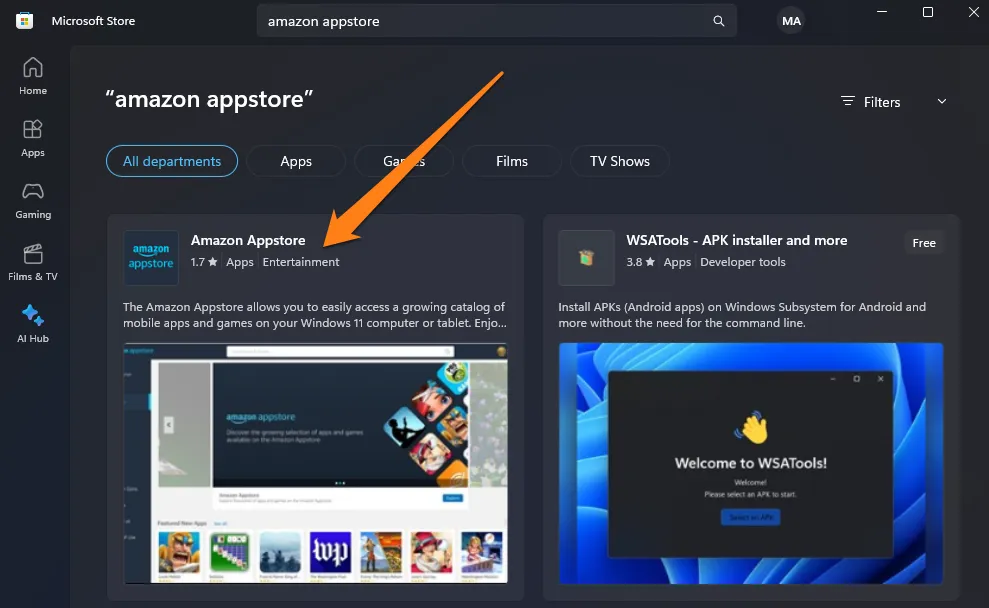 How to Play Android Games on Windows 11 Search for Amazon Appstore How to Play Android Games on Windows 11