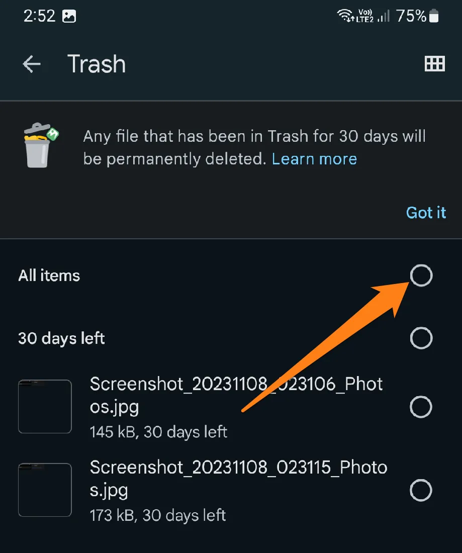 Select all items