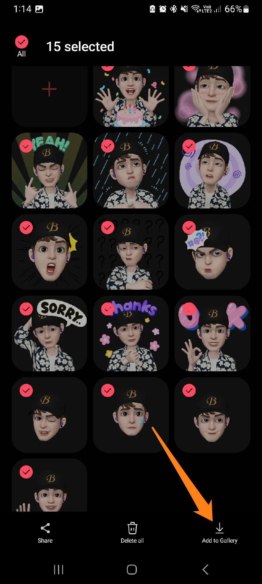 How to Use Samsung AR Emoji Select all the stickers How to Use Samsung AR Emoji