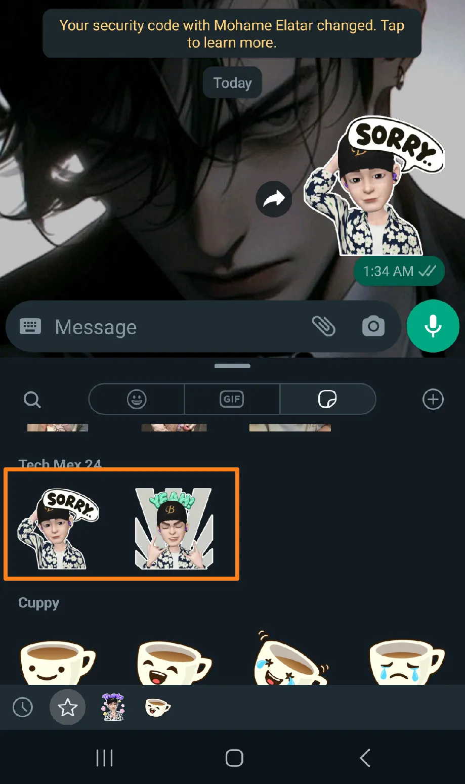 Send the stickers