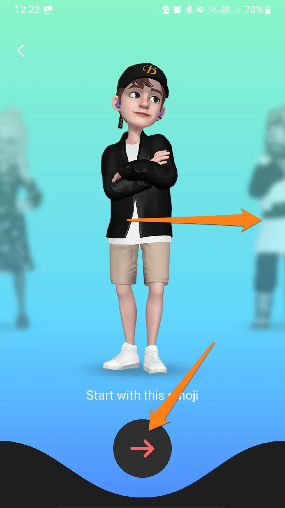 How to Use Samsung AR Emoji Click on the arrow How to Use Samsung AR Emoji