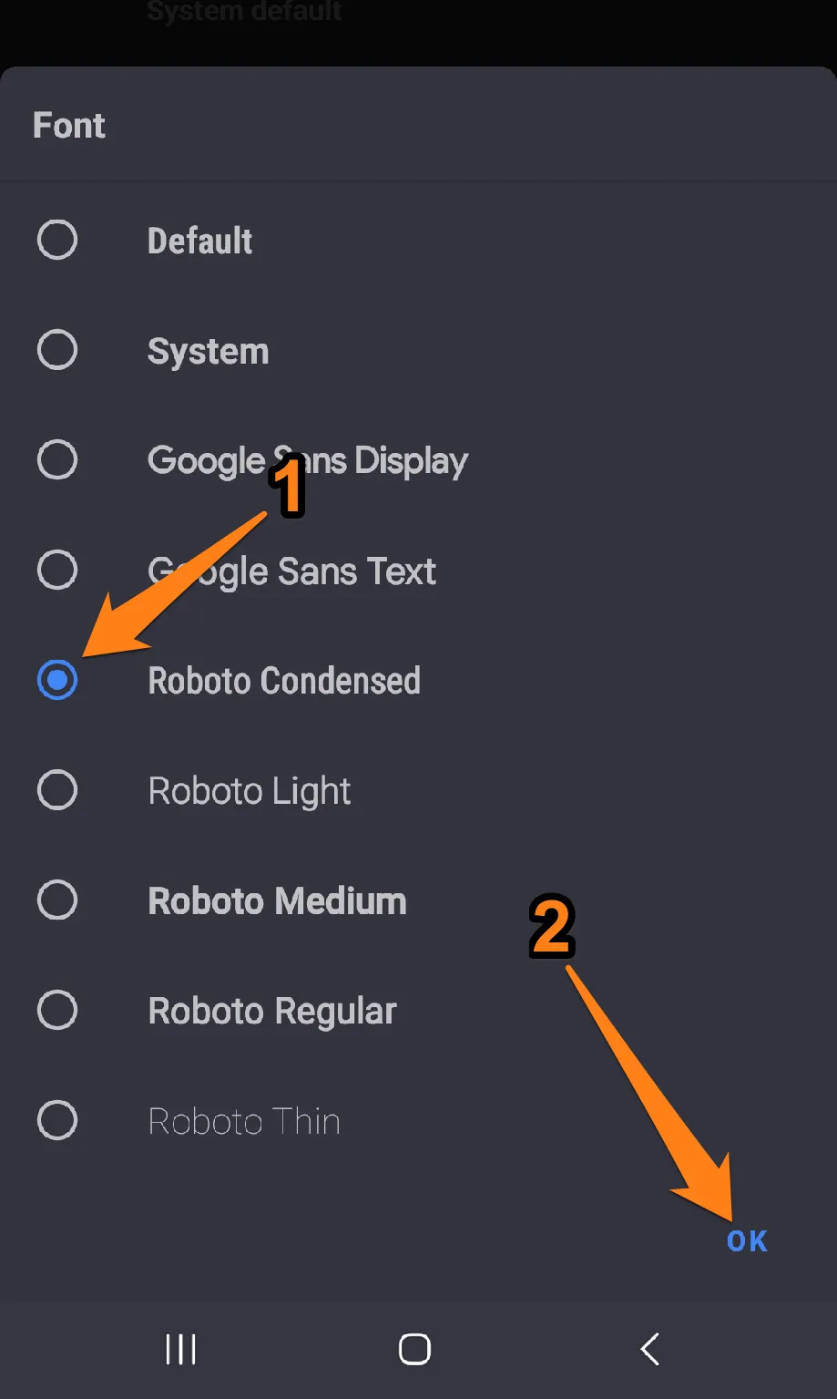 Click OK How to Change Fonts in Android