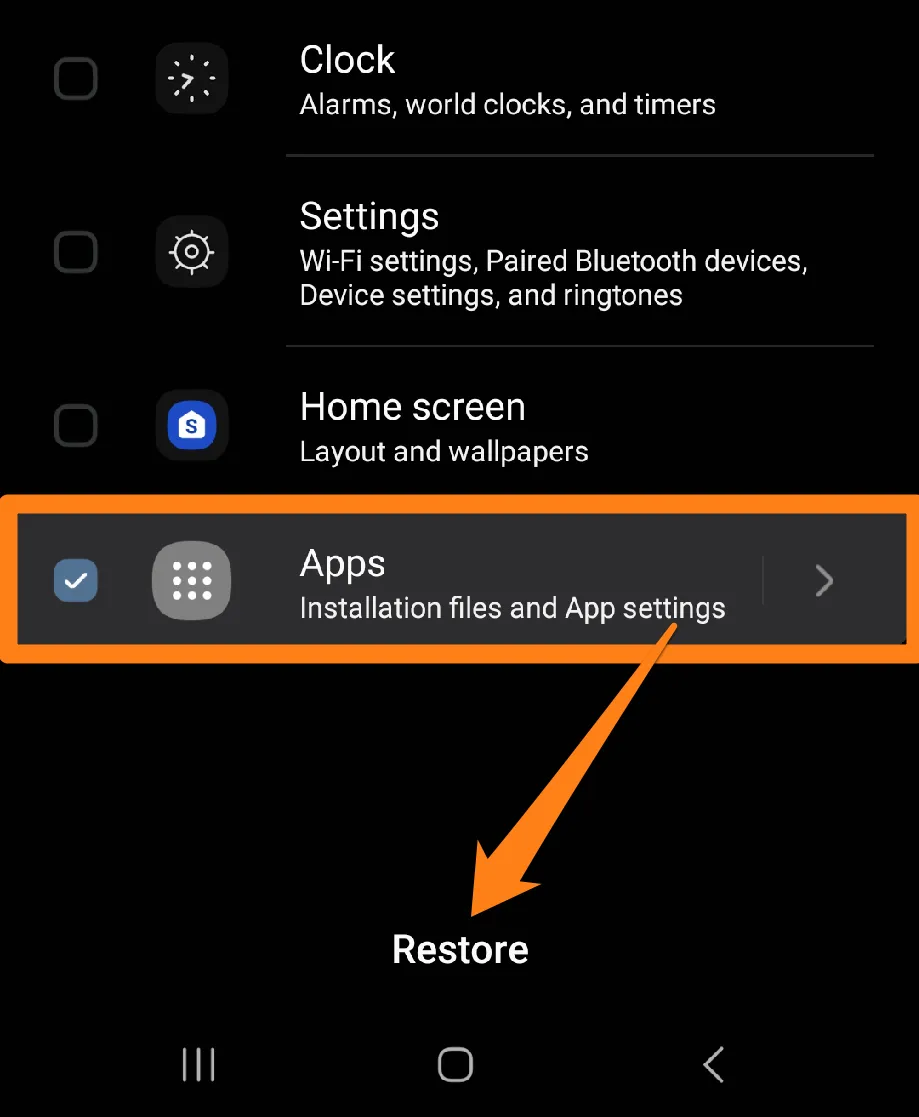Click Restore How to Restore Apps on Android