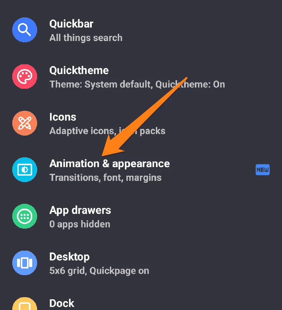 Click on Animation and Appearance How to Change Fonts in Android