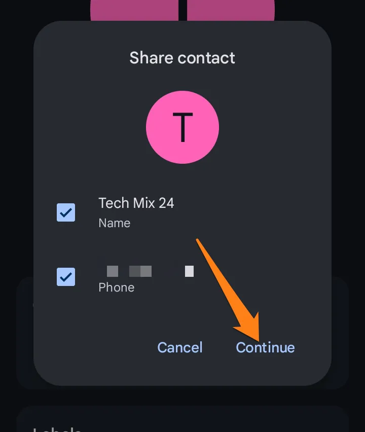 How to Share a Contact Over Text Message Click on Continue How to Share a Contact Over Text Message