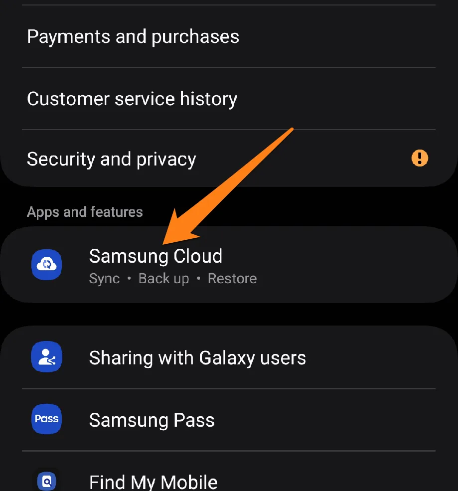 Click on Samsung Cloud How to Restore Apps on Android