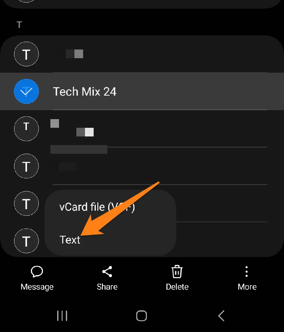 Click on Text How to Share a Contact Over Text Message