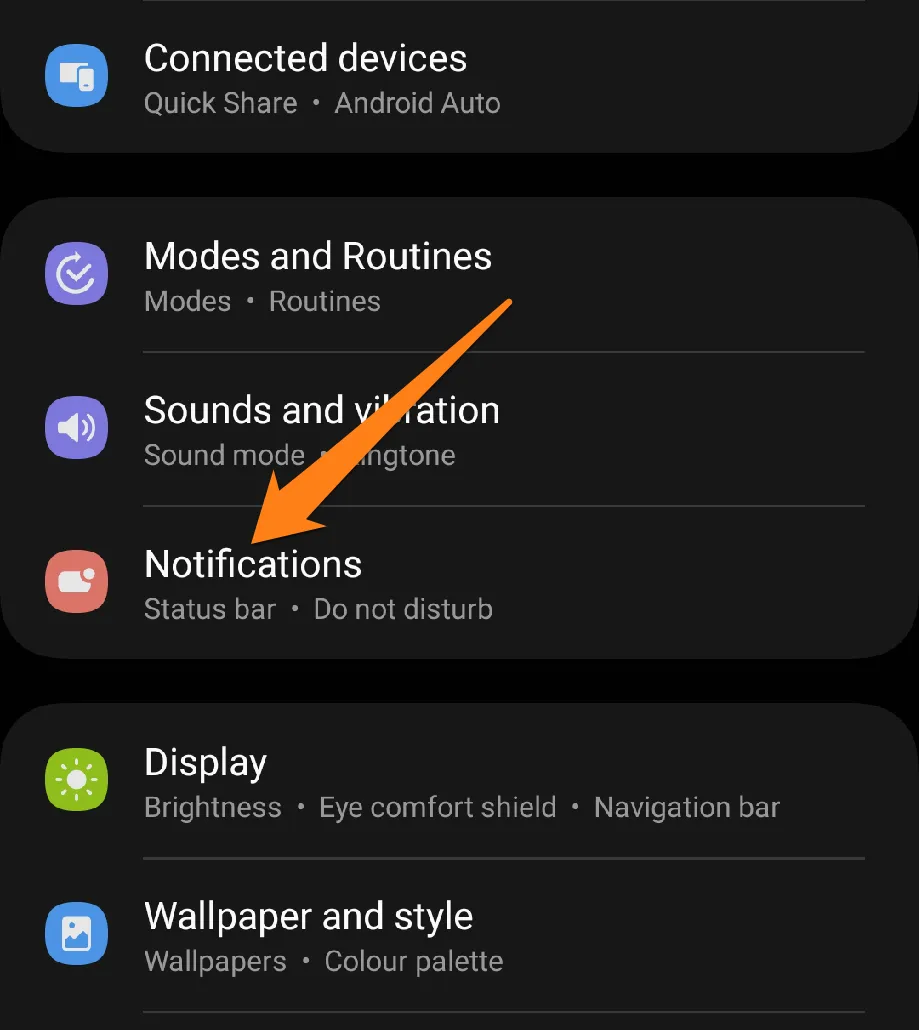 Click on notifications How to set up Do Not Disturb on Samsung Galaxy