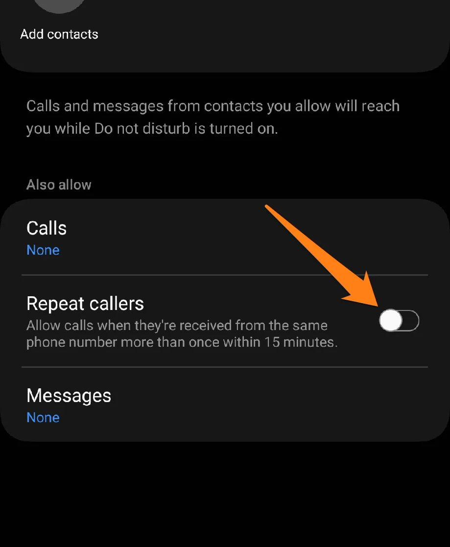 How to set up Do Not Disturb on Samsung Galaxy Turn on the Repeat Callers How to set up Do Not Disturb on Samsung Galaxy